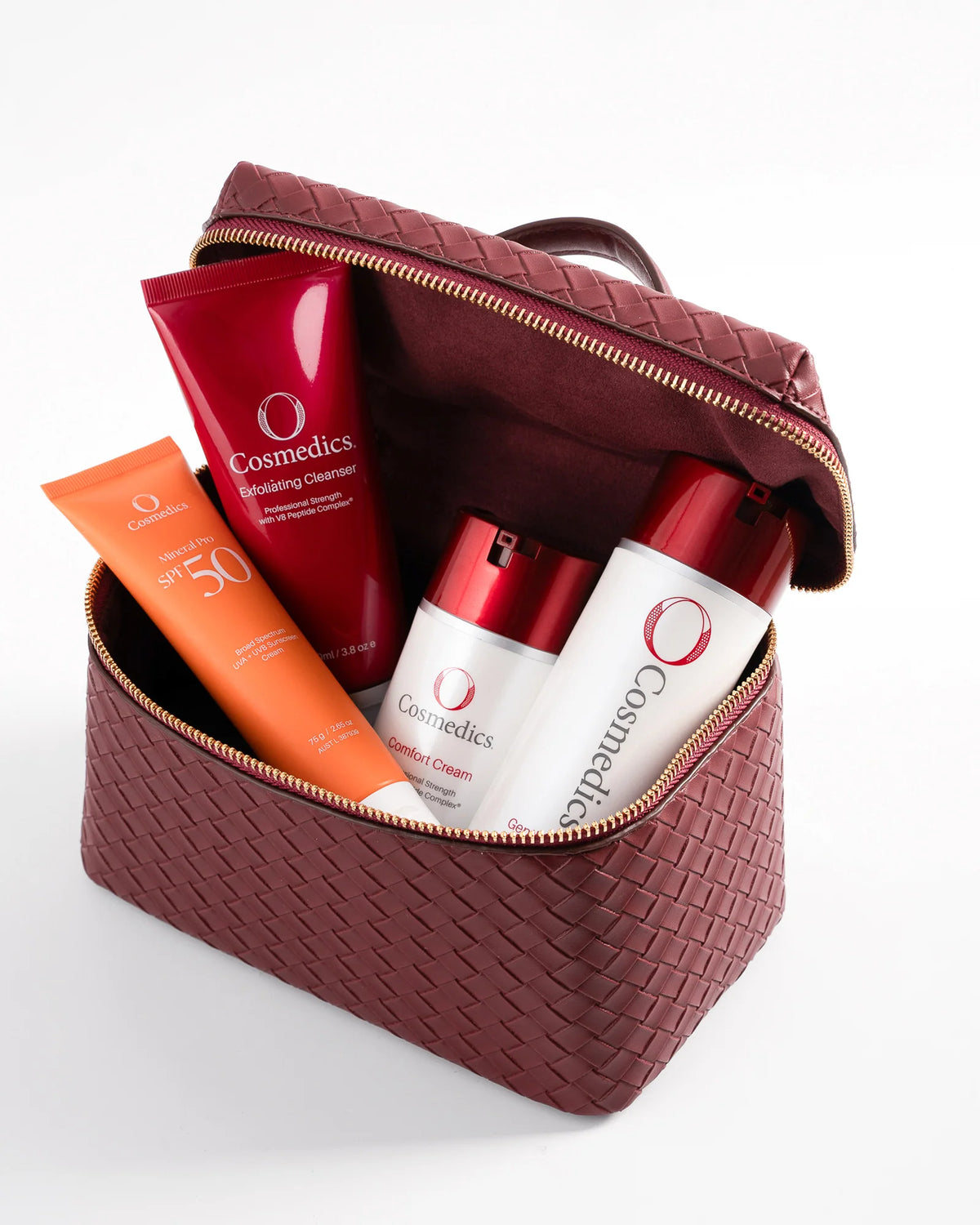 O Cosmedics The Core Four Collection Comfort with full-size skincare essentials and luxury O Travel Case for dry, dehydrated and barrier-compromised skin.