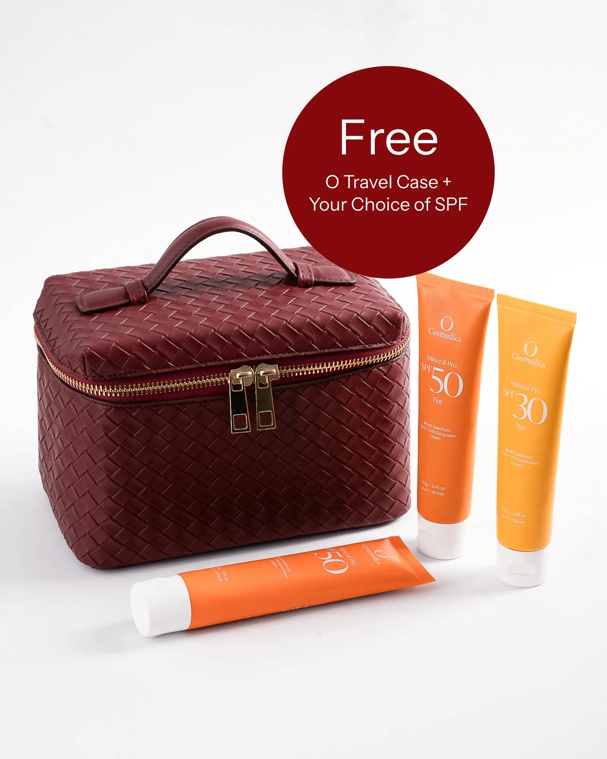 O Cosmedics The Core Four Collection Rebalancing skincare collection with complimentary O Travel Case and choice of full-size O Cosmedics Mineral Pro SPF.