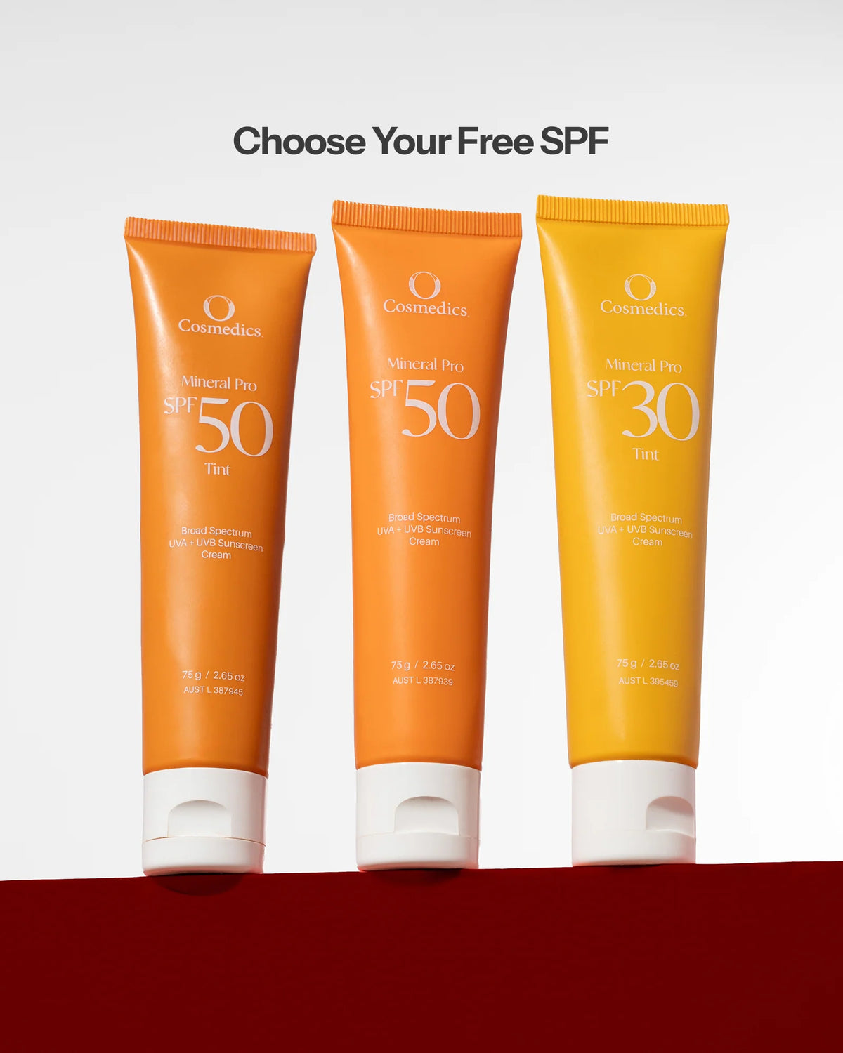 O Cosmedics The Core Four Collection choice of O Cosmedics Mineral Pro SPF 50 Untinted, O Cosmedics Mineral Pro SPF 50 Tinted or O Cosmedics Mineral Pro SPF 30 Tinted for broad-spectrum mineral sun protection.
