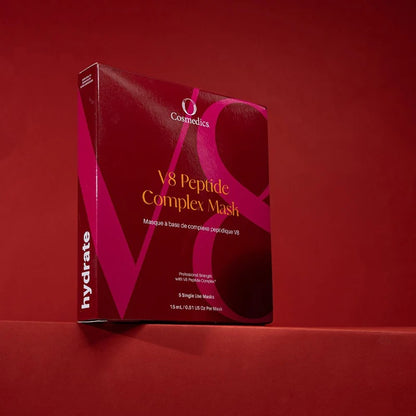 O Cosmedics V8 Peptide Sheet Mask (Single Mask) with peptides and Niacinamide for dehydrated and tired-looking skin.