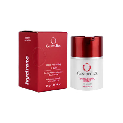 O Cosmedics Youth Activating Oil Balm 30g for lipid-rich nourishment, moisture sealing and dry skin comfort.