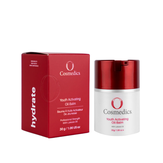 O Cosmedics Youth Activating Oil-Balm 30g nourishing balm-to-oil moisturiser for dry, depleted and mature skin.