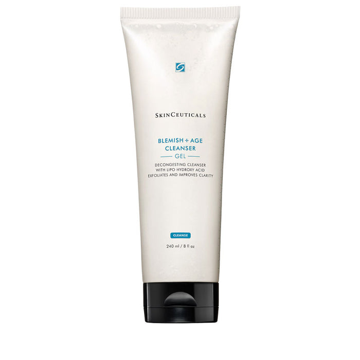 SkinCeuticals Blemish and Age Cleanser is a targeted exfoliating gel cleanser featuring a conditioning surfactant and a 12% concentration combining lipo-hydroxy acid (LHA), glycolic acid , salicylic acid, glycerin, and sorbitol, to remove excess oils and makeup, while decongesting pores and brightening skin.

Formulated for ageing skin prone to breakouts, this deep cleansing gel gently refines the visible appearance of congested pores and helps reduce blemishes&nbsp;without drying the skin.