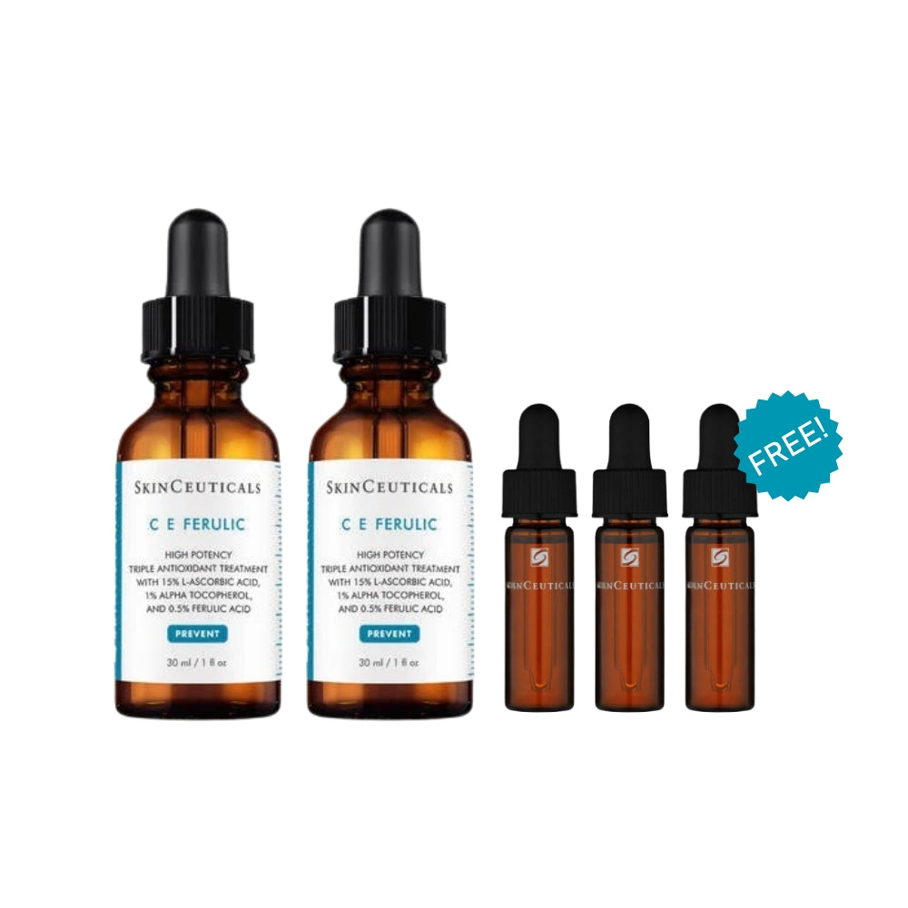 SkinCeuticals C E Ferulic Twin Pack with two 30ml vitamin C antioxidant serums for brightening, firming and environmental skin protection.