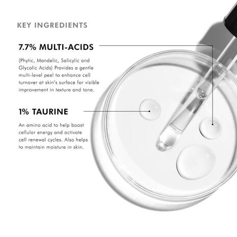 SkinCeuticals Cell Cycle Catalyst with a 7.7% multi-acid complex and 1% taurine to support cell turnover, improve texture and refine uneven tone. 