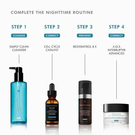 SkinCeuticals Cell Cycle Catalyst shown within a nighttime routine to support daily exfoliation and amplified anti-ageing results.
