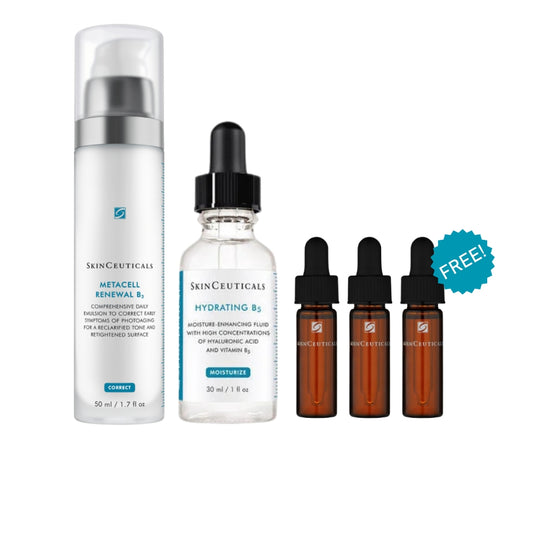 SkinCeuticals Niacinamide and Hyaluronic Acid Duo featuring Metacell Renewal B3 and Hydrating B5 serums for hydrated, smoother and more even-looking skin. Plus 3 complimentary deluxe samples. 