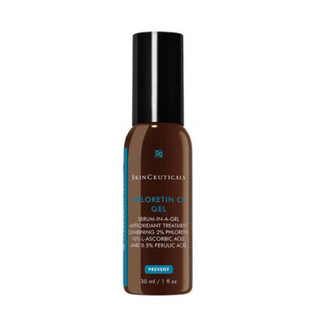 SkinCeuticals Phloretin CF Vitamin C Gel Serum harnesses advanced antioxidant technology for enhanced protection against environmental aggressors. It targets the premature signs of ageing caused by free radical damage.

The unique blend of ingredients includes: 2% phloretin, 10% pure vitamin C (L-ascorbic acid) and 0.5% ferulic acid.