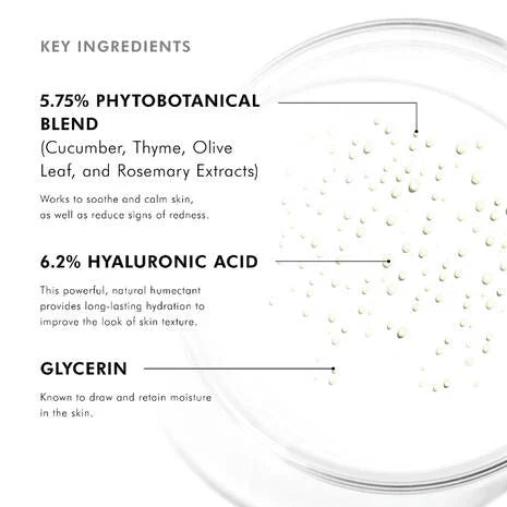 SkinCeuticals Phyto Corrective Essence Hydrating Mist hydrates and helps reduce visible redness while also supporting the skin's moisture barrier, in a touch-less facial mist spray. A phytobotanical blend of boldus leaf, cucumber, thyme, olive leaf, and rosemary extracts support skin health, while a 6.2% blend of hyaluronic acid and glycerin helps absorb and retain water in the skin.