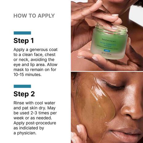 SkinCeuticals Phyto Corrective Hydrating Masque is a hydrating facial mask containing highly concentrated botanical extracts, dipeptide and hyaluronic acid, for sensitive skin. This intensive comforting and soothing face mask cools on contact, minimises the feeling of skin sensitivity and restores natural radiance and smoothness.