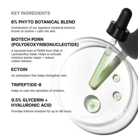 SkinCeuticals Phyto Corrective PDRN Serum with 8% Phyto Botanical Blend, Ectoin, Tripeptide-8 and Hyaluronic Acid for barrier recovery.