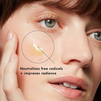 SkinCeuticals Resveratrol B E night serum shown on skin to neutralise free radicals and improve visible radiance.