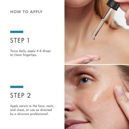 SkinCeuticals Retexturing Activator applied with 4 to 6 drops to face, neck and chest as part of a daily resurfacing and hydrating routine.
