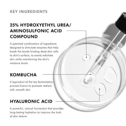 SkinCeuticals Retexturing Activator with hydroxyethyl urea, aminosulfonic acid, kombucha and hyaluronic acid to exfoliate and hydrate the skin.