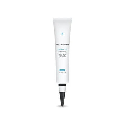 SkinCeuticals Retinol 1.0 Anti-Ageing Night Cream is only intended for those who already have experience with Retinol 0.5. Retinol 1.0 is a very high strength retinol product, and should only be used in the evening. To avoid irritating the skin, use a lipid-rich moisturiser after application of the 1.0 retinol to seal in moisture.