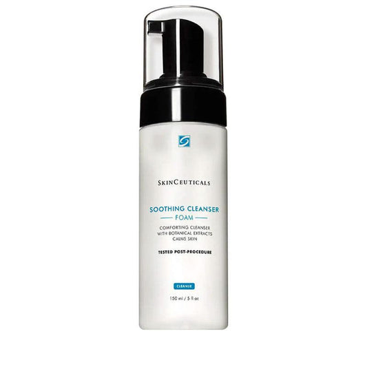 SkinCeuticals Soothing Cleanser is a soap-free cleanser that is formulated with a rich amilite surfactant and a 23% concentration combining sorbitol, glycerin, orchis mascula extract, and cucumber extract to gently remove impurities while supporting sensitive, compromised, or post-aesthetic procedure skin.

This foaming face wash is a dense cleansing foam that transforms on contact into a comforting emulsion to provide a mild yet effective clean.