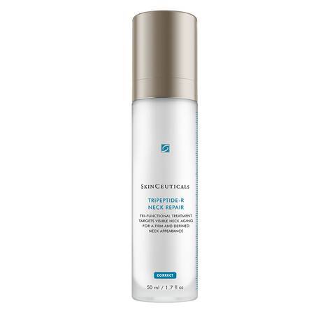 SkinCeuticals Tripeptide-R Neck Repair Cream is a potent neck cream formulated with a blend of peptide and retinol to visibly improve signs of ageing on the neck, including wrinkles, crepiness and uneven skin tone. The peptide and retinol blend works two-fold to promote collagen production that impacts skin elasticity, and speed up skin cell turnover to reveal fresher skin.