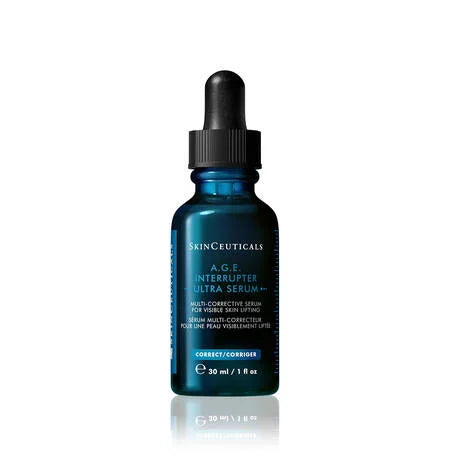 Skinceuticals A.G.E. Interrupter Ultra Serum is an advanced skin firming treatment designed to visibly improve elasticity across the jawline, cheeks, and forehead.

Formulated with a clinically proven 34.6% concentration of Flave-Proxylane, it targets collagen depletion and glycation; two primary causes of wrinkles and skin laxity. Enhanced by Rhamnose and Gentiana Lutea Root Extract, this anti-ageing serum promotes facial contour definition for a more sculpted and youthful appearance.