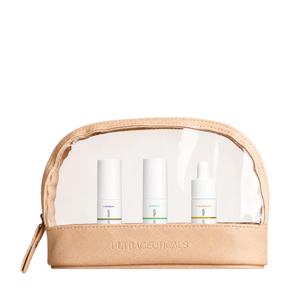 Ultraceuticals ABC Mini Essentials Kit with vitamin A, B and C serums for skin renewal, hydration and radiance.