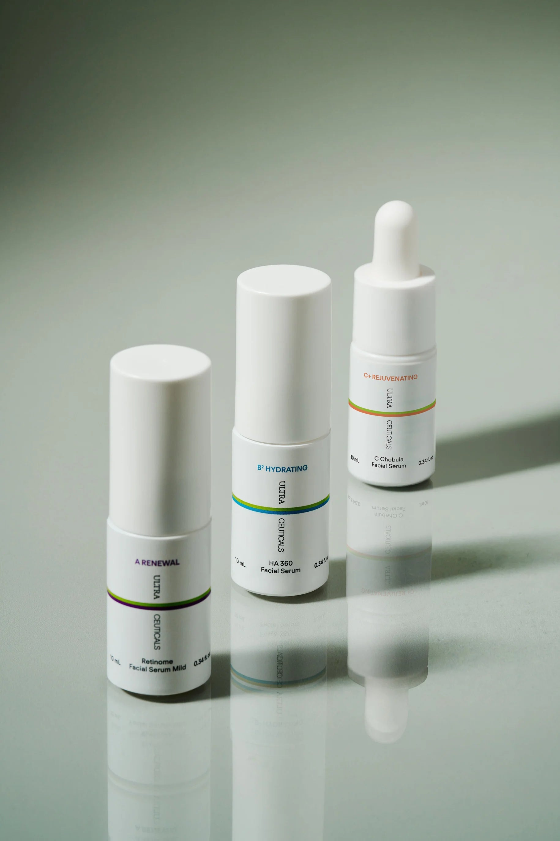 Ultraceuticals ABC Mini Essentials Kit travel-size serums for fine lines, dehydration, dullness and uneven skin texture.