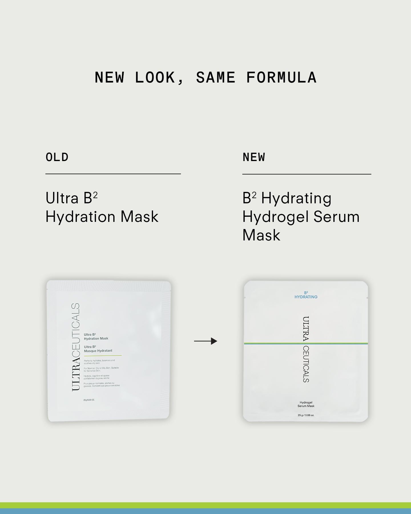 Ultraceuticals B² Hydrating Hydrogel Serum Mask Single new packaging update formerly Ultra B² Hydration Mask with same formula.