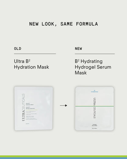 Ultraceuticals B² Hydrating Hydrogel Serum Mask Single new packaging update formerly Ultra B² Hydration Mask with same formula.