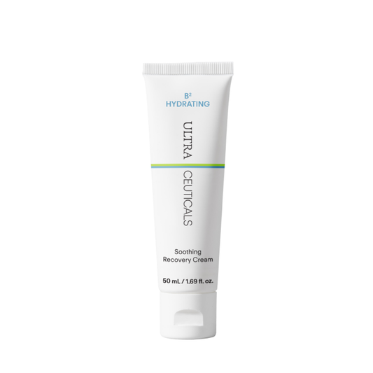 Ultraceuticals B² Hydrating Soothing Recovery Cream post-treatment skin recovery cream for face and body, barrier support moisturiser for dry, fragile and sensitised skin.