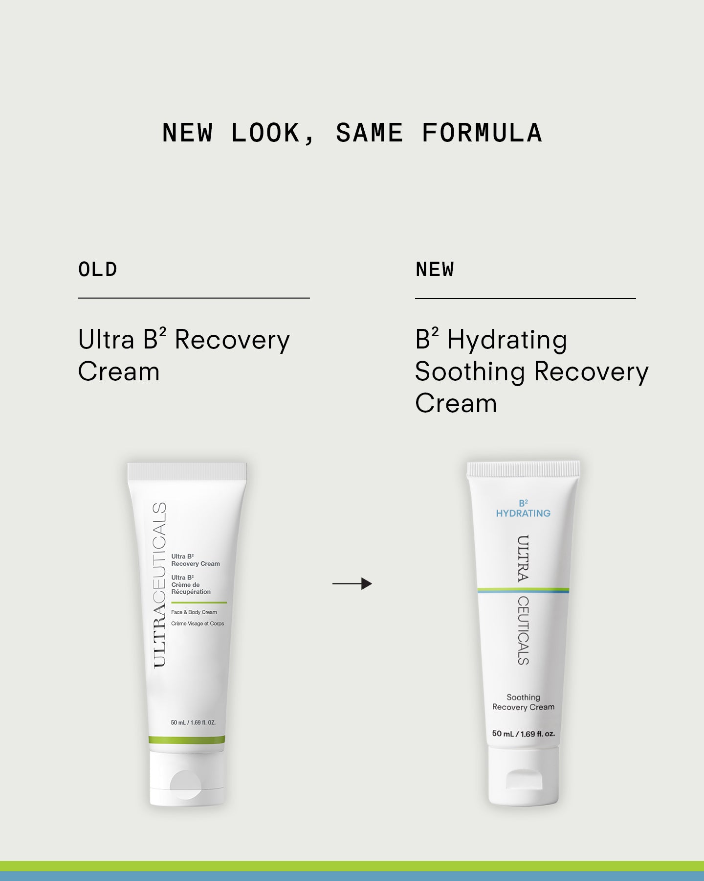 Ultraceuticals B² Hydrating Soothing Recovery Cream new look packaging, formerly Ultra B² Recovery Cream, same soothing recovery formula for compromised skin.