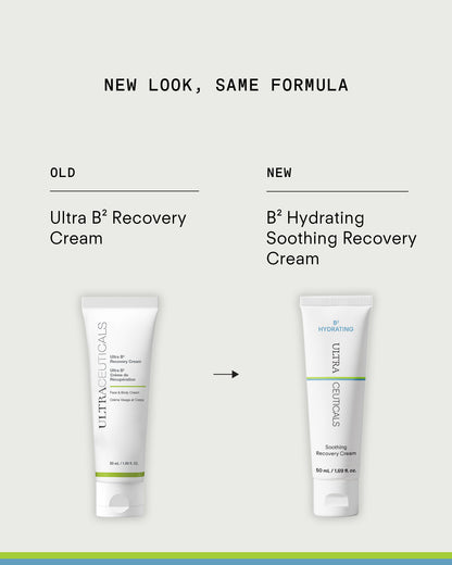Ultraceuticals B² Hydrating Soothing Recovery Cream new look packaging, formerly Ultra B² Recovery Cream, same soothing recovery formula for compromised skin.