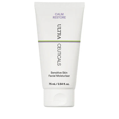 Ultraceuticals Calm Restore Sensitive Skin Facial Moisturiser calming moisturiser for sensitive skin with ceramides, prebiotics and hydrating actives to support the skin barrier.