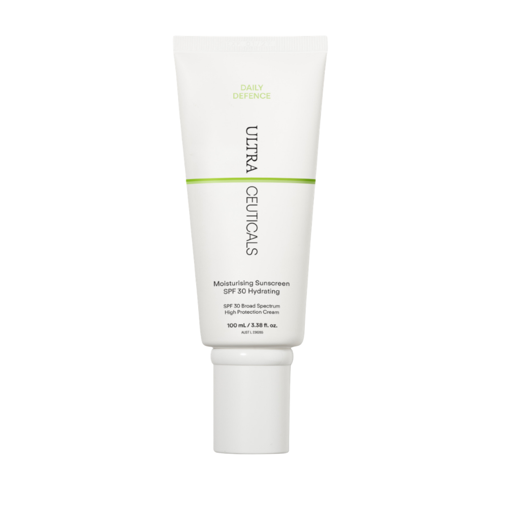 Ultraceuticals Daily Defence Moisturising Sunscreen SPF 30 Hydrating for broad-spectrum UVA UVB protection and daily hydration.
