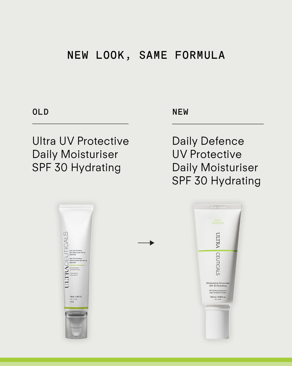 Ultraceuticals Daily Defence Moisturising Sunscreen SPF 30 Hydrating, formerly Ultra UV Protective Daily Moisturiser, with the same hydrating sunscreen formula.
