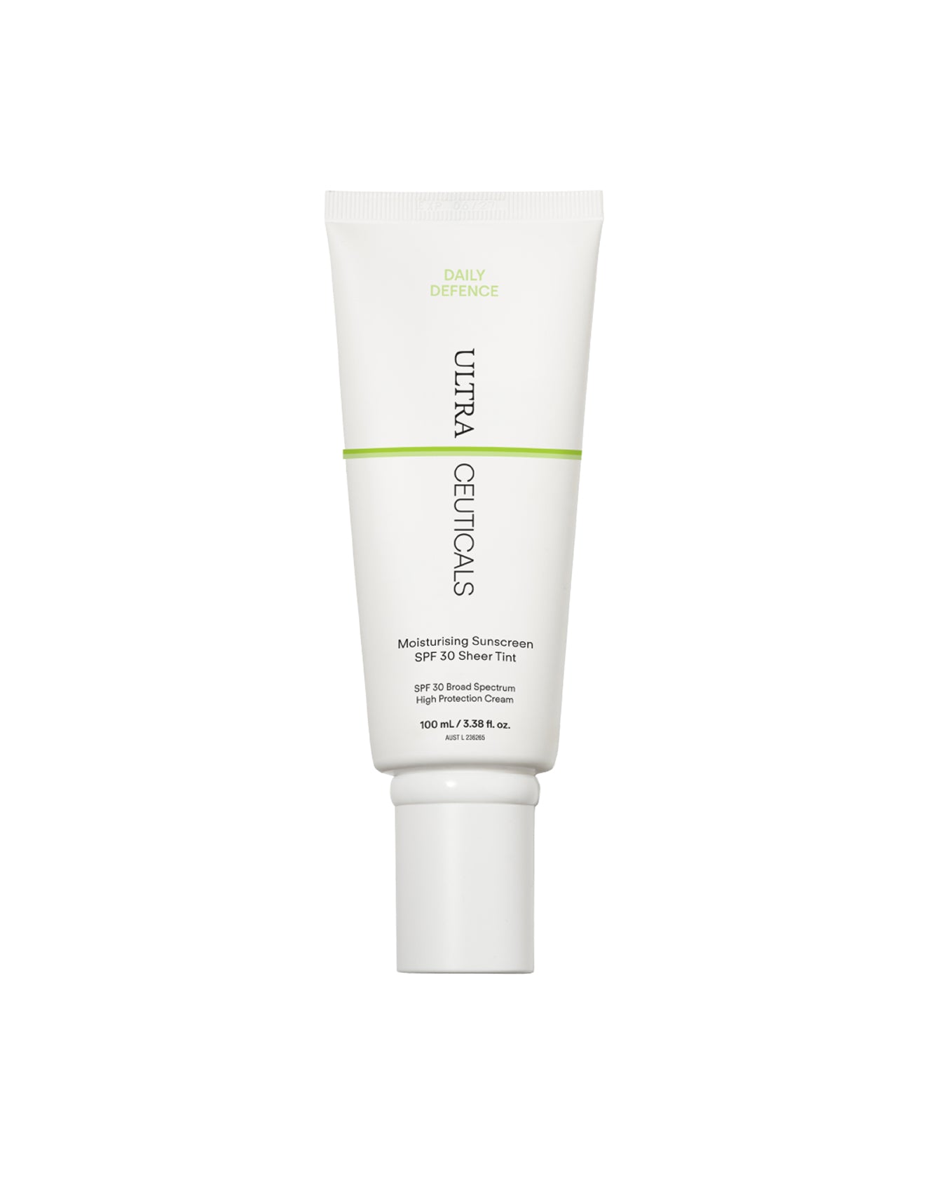 Ultraceuticals Daily Defence Moisturising Sunscreen SPF 30 Sheer Tint for broad-spectrum UVA and UVB protection with a luminous tinted finish.