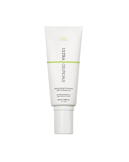 Ultraceuticals Daily Defence Moisturising Sunscreen SPF 30 Sheer Tint for broad-spectrum UVA and UVB protection with a luminous tinted finish.
