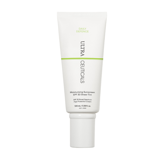 Ultraceuticals Daily Defence Moisturising Sunscreen SPF 30 Sheer Tint for broad-spectrum UVA and UVB protection with a luminous tinted finish.