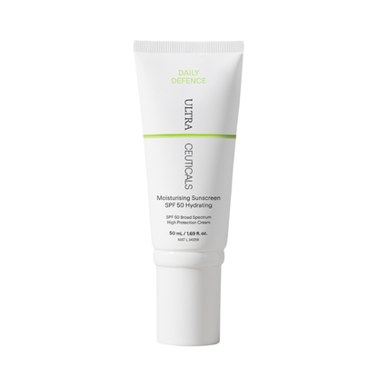 Ultraceuticals Daily Defence Moisturising Sunscreen SPF 50 Hydrating 50ml for broad-spectrum UVA and UVB protection with lasting hydration.