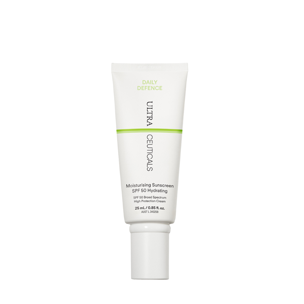 Ultraceuticals Daily Defence Moisturising Sunscreen SPF 50 Hydrating Mini 25ml with broad-spectrum sun protection and hydrating skincare benefits for dry and dehydrated skin.