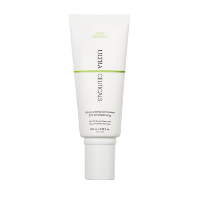 Ultraceuticals Daily Defence Moisturising Sunscreen SPF 50 Mattifying for high UVA UVB protection, oil control and shine reduction.