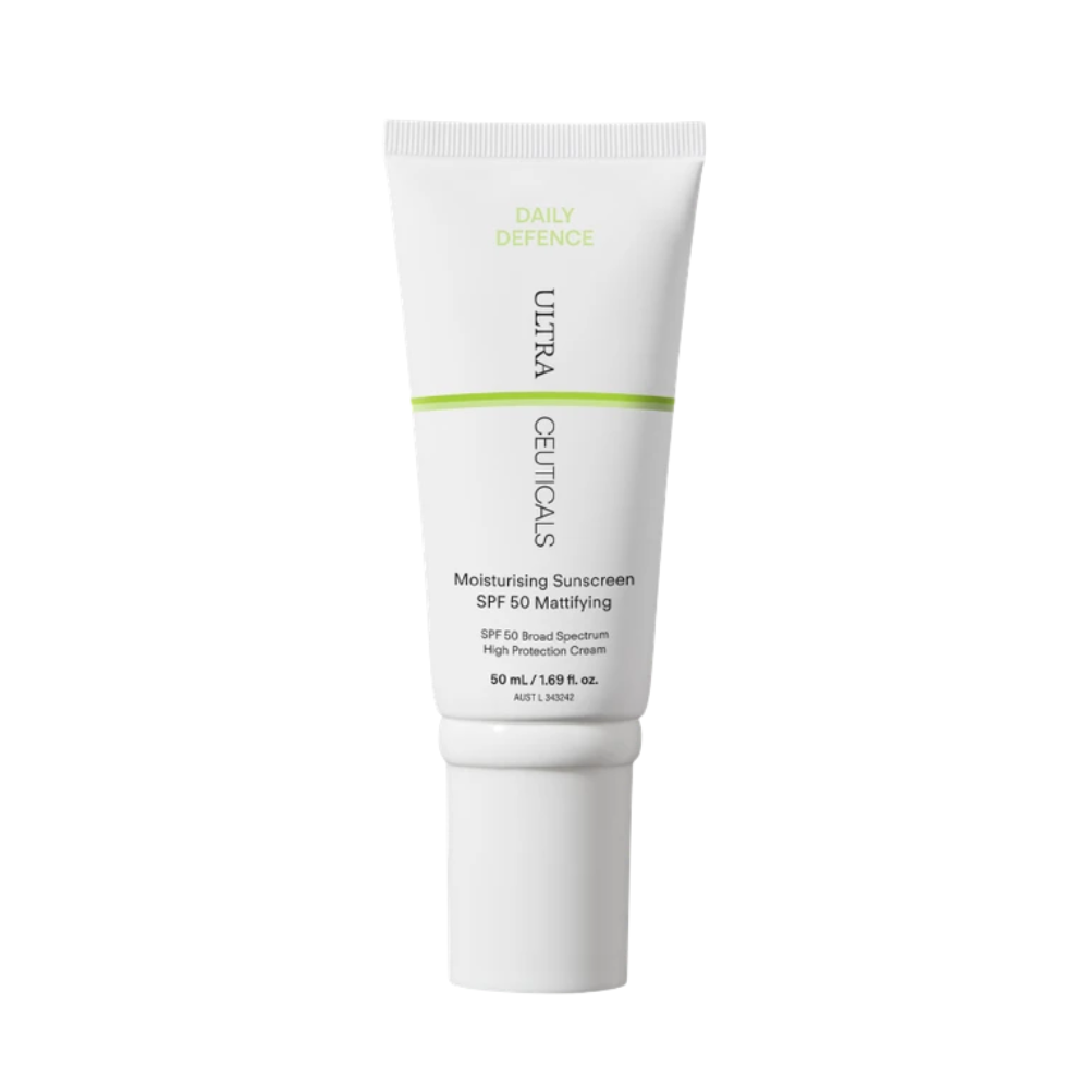 Ultraceuticals Daily Defence Moisturising Sunscreen SPF 50 Mattifying 50ml for high UVA UVB protection, oil control and shine reduction.
