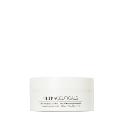 Ultraceuticals Ultra B² Hydrating Eye Mask with hyaluronic acid, peptides, vitamin B3 and vitamin B5 for puffiness, dehydration and fine lines around the eyes.
