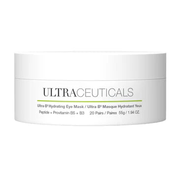 Ultraceuticals Ultra B² Hydrating Eye Mask with hyaluronic acid, peptides, vitamin B3 and vitamin B5 for puffiness, dehydration and fine lines around the eyes.