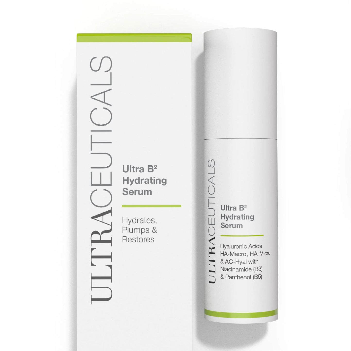 Ultraceuticals Ultra B² Hydrating Serum hydrating serum with niacinamide, provitamin B5 and hyaluronic acid for plumper smoother hydrated skin.