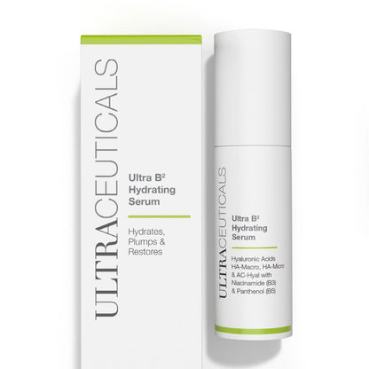 Ultraceuticals Ultra B² Hydrating Serum hydrating serum with niacinamide, provitamin B5 and hyaluronic acid for plumper smoother hydrated skin.