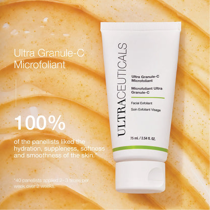 Ultraceuticals Ultra Granule C Microfoliant with vitamin C and bromelain for improved hydration, softness and skin smoothness.
