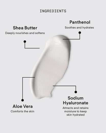 Ultraceuticals Ultra Moisturiser Eye Cream ingredients including shea butter panthenol sodium hyaluronate and aloe vera for eye hydration.