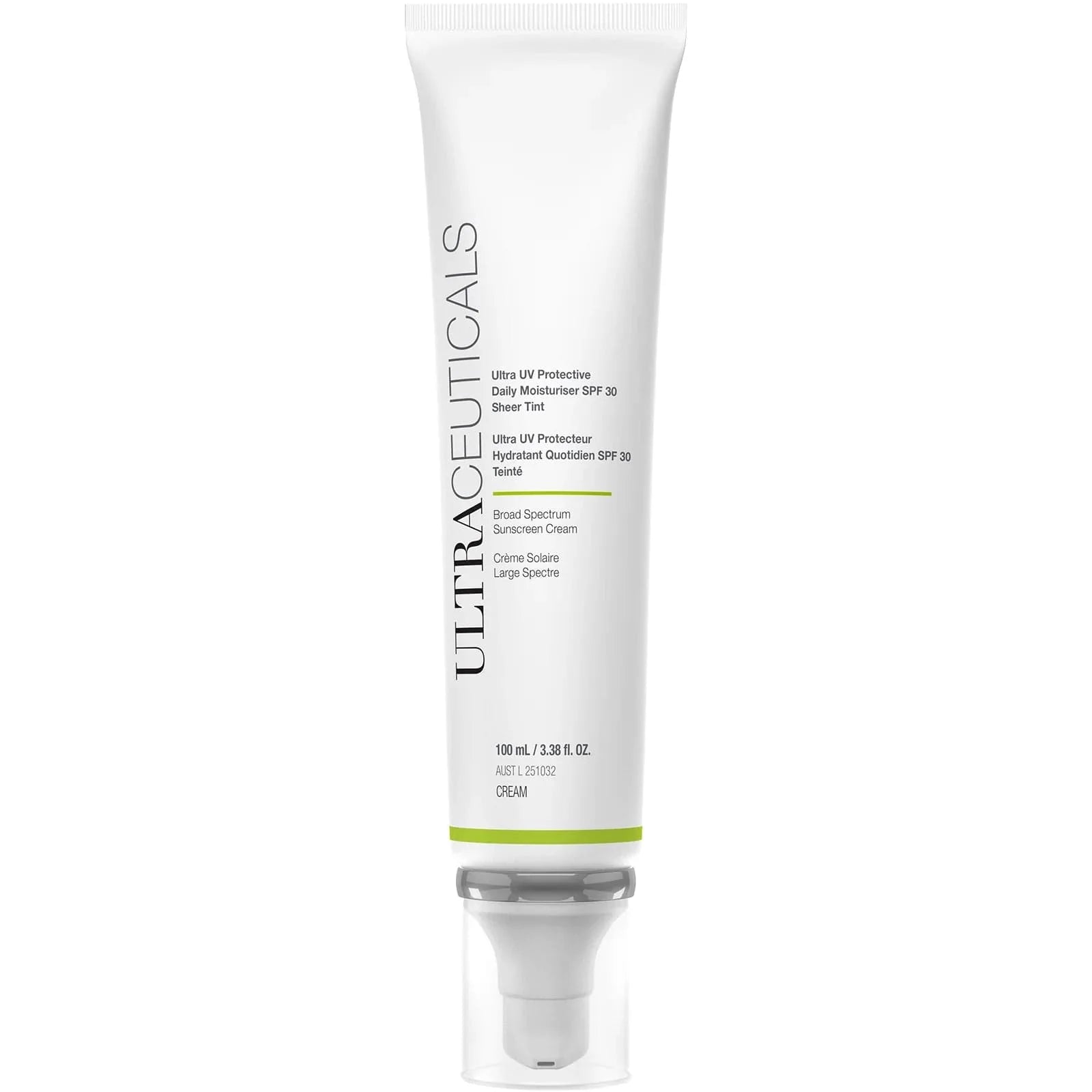 Ultraceuticals Ultra UV Protective Daily Moisturiser SPF30 Sheer Tint lightweight broad-spectrum sunscreen with a radiant sheer tint for daily wear.
