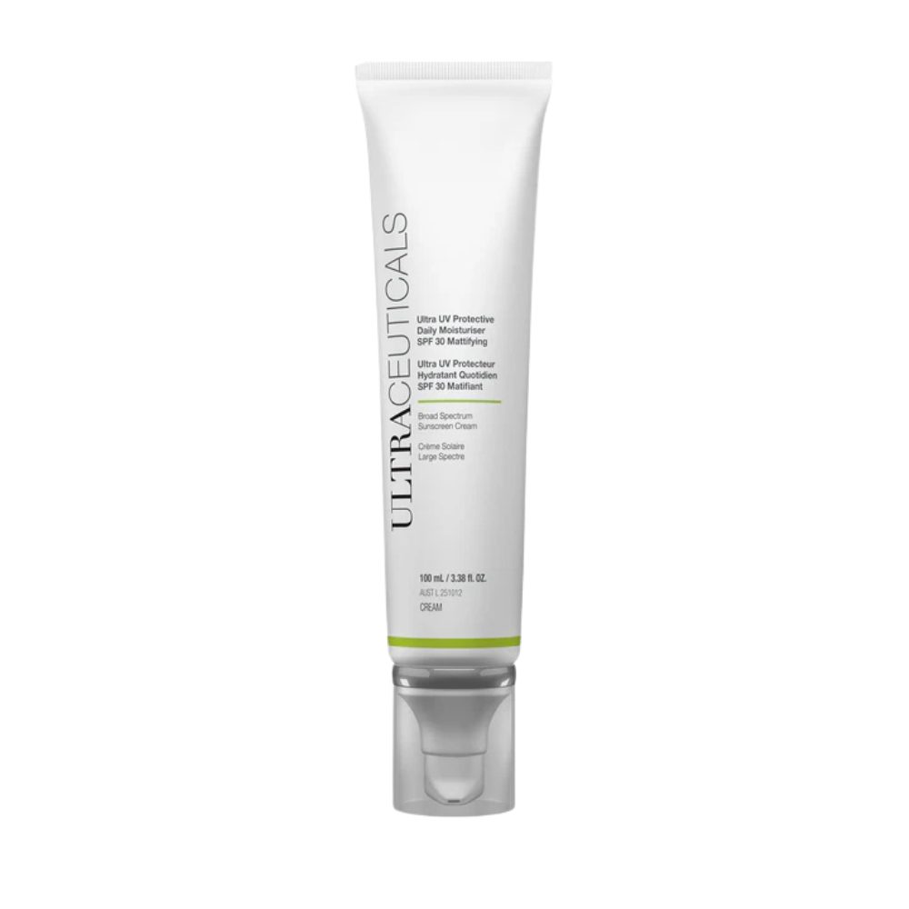 Ultraceuticals Ultra UV Protective Daily Moisturiser SPF 30 Mattifying lightweight broad-spectrum sunscreen for oily and combination skin with a matte finish.