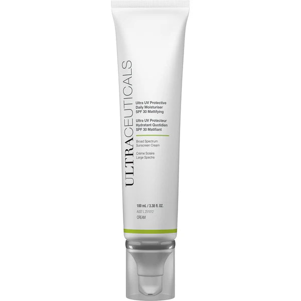 Ultraceuticals Ultra UV Protective Daily Moisturiser SPF 30 Mattifying lightweight broad-spectrum sunscreen for oily and combination skin with a matte finish.