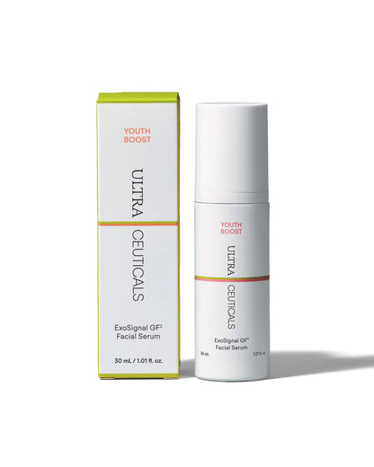 Ultraceuticals Youth Boost ExoSignal GF² Facial Serum advanced skin longevity serum for firmness elasticity radiance resilience and visible renewal.
