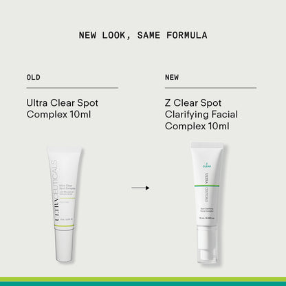 Ultraceuticals Z Clear Spot Clarifying Facial Complex new packaging update formerly Ultraceuticals Ultra Clear Spot Complex 10ml.